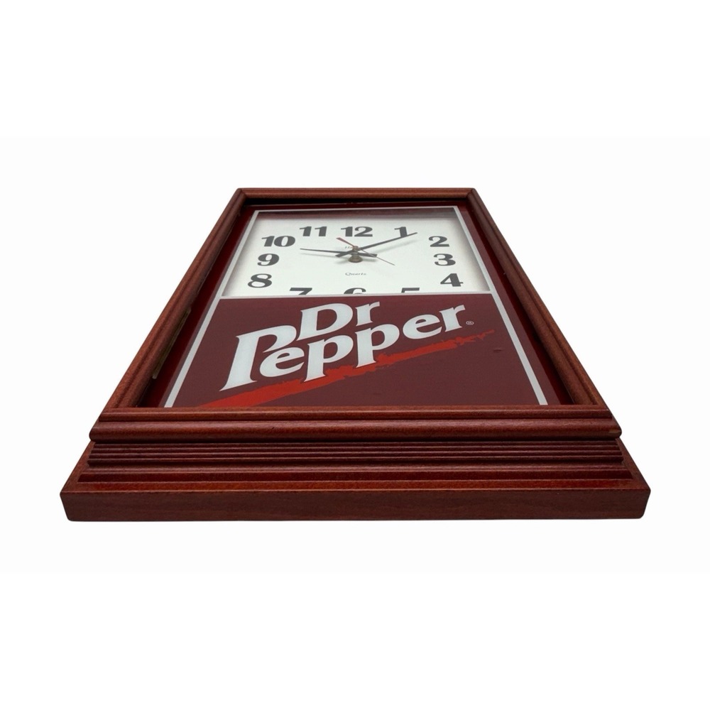 Vintage HANOVER DR PEPPER WALL CLOCK Quartz Advertisement Wood Frame Works